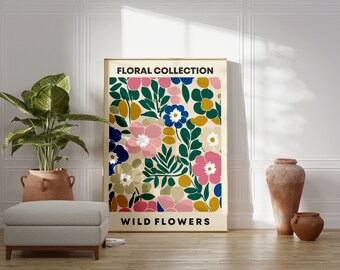 Boho Botanical Poster Print: Colorful Floral Wall Art