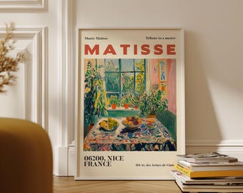 Matisse Exhibition Poster Print, Musée Matisse Nice France, Vintage French Wall Art, Colorful Still Life Painting, Riviera Interior Decor