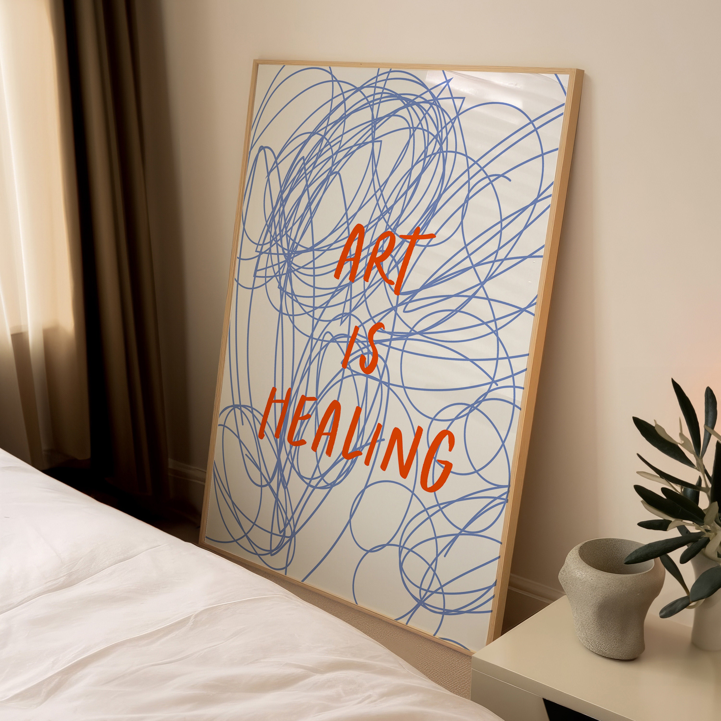 Art is Healing Quote Motivational Poster, Trendy Retro Art, Bar Decor, Kitchen Print Gift