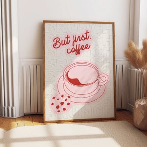 Coffee Breakfast Brunch Poster, Pink Kitchen Wall Art Decor, Aesthetic Wall Art, Apartment Wall Art, Trendy Kitchen Print, Modern Boho Decor