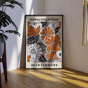 Pôster de arte de flores botânicas, impressão floral de parede, arte da natureza, decoração de flores, pôster botânico, presente de sala de estar para amigos