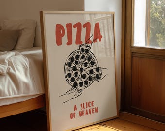 Lámina de pizza para pared: ilustración de comida italiana para decorar la cocina y el comedor