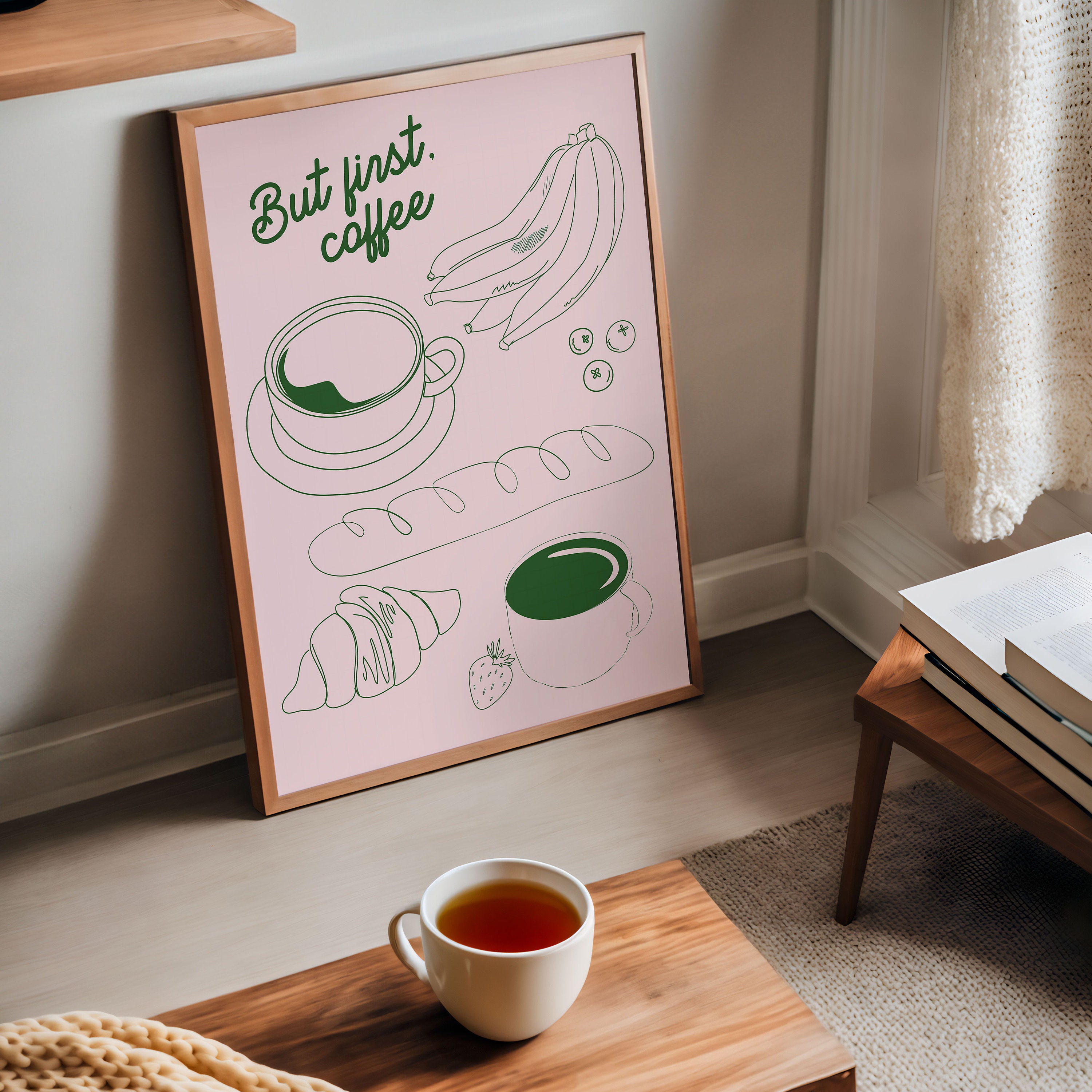 Modern Handrawn Poster for Kitchen With Quote Coffee Poster, Food and ...