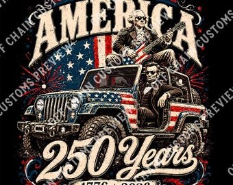 Diseño de camiseta patriótica de Lincoln Washington para 250 años de Estados Unidos (descarga digital)