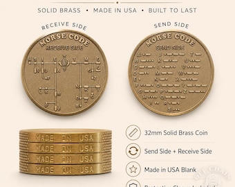 Solid Brass Morse Code Coin | Ham Radio CW Reference Keepsake