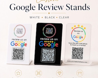 Soporte acrílico personalizado para reseñas de Google con código QR, expositor de mesa para negocios con código QR.