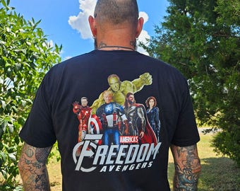 Freedom Avengers T-Shirt: Political Superhero Parody, Patriotic USA Tee