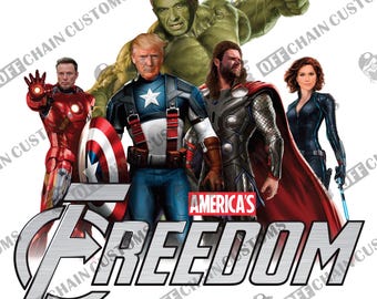Trump Freedom Avengers PNG / Diseño de parodia de héroes políticos / Descarga digital para sublimación / 5000x4901 de alta resolución