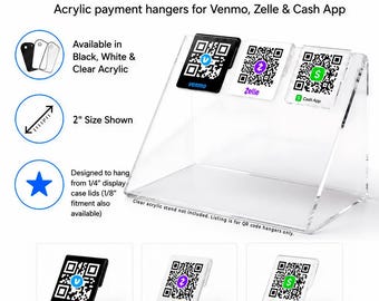 Display Case QR Hangers | Fits Zion-Style Display Case Lids | Fold-Over Acrylic QR Code Sign for Vendor Booth Displays & Card Shows
