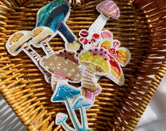 Patches bordados de cogumelo // Patches para passar a ferro // Patches bordados para jeans e lona