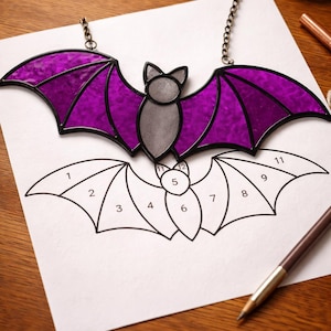 Bat Stained Glass Sun Catcher Printable Pattern/Digital Download PDF, For Printer Only