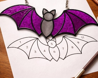 Bat Stained Glass Sun Catcher Printable Pattern/Digital Download PDF, For Printer Only