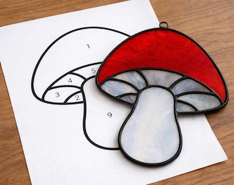 Mushroom Stained Glass Sun Catcher Printable Pattern/ Digital Download PDF, For Printer Only