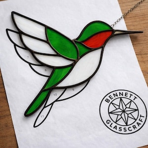 HummingBird Stained Glass Sun Catcher Printable Pattern/ Digital Download PDF, For Printer Only