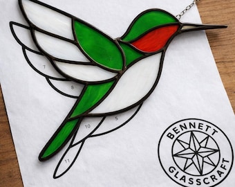 HummingBird Stained Glass Sun Catcher Printable Pattern/ Digital Download PDF, For Printer Only