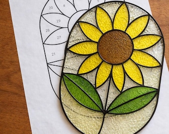 Wzór do druku witrażu "Łapacz słońca" ze szkła słonecznikowego / Pobierz plik PDF, tylko do drukarki