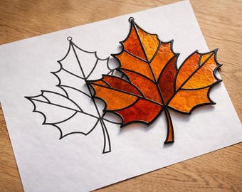 Maple Leaf Stained Glass Sun Catcher Printable Pattern/ Digital Download PDF, For Printer Only