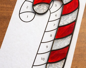 Candy Cane Stained Glass Sun Catcher Printable Pattern/ Digital Download PDF, For Printer Only