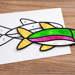 Modèle imprimable attrape-soleil en vitrail truite/PDF à télécharger numériquement, pour imprimante uniquement