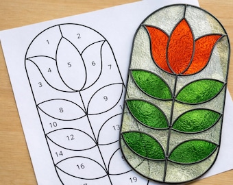 Stained Glass Tulip Sun Catcher Printable Pattern/ Digital Download PDF, For Printer Only