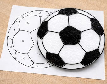 Soccer Ball Stained Glass Suncatcher  Printable Pattern,  Digital Download PDF, For Printer Only