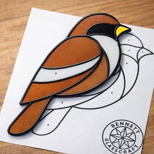Sparrow Stained Glass Sun Catcher Printable Pattern/ Digital Download PDF, For Printer Only