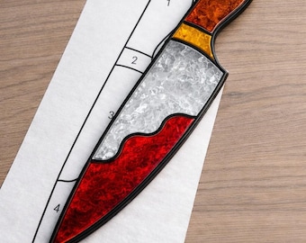 Bloody Knife Stained Glass Sun Catcher Printable Pattern,Digital Download PDF, For Printer Only
