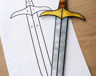 Sword Stained Glass Sun Catcher Printable Pattern, Digital Download PDF, For Printer Only
