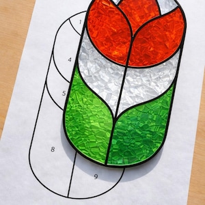 Tulip Stain Glass Sun Catcher Printable Pattern/ Digital Download PDF, For Printer Only