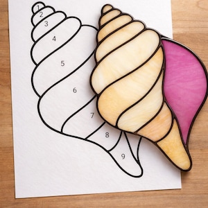 Sea Shell, Conch Stained Glass Sun Catcher Printable Pattern/ Digital Download PDF, For Printer Only