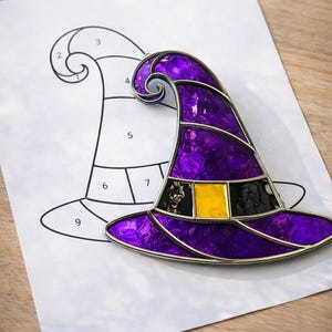 Witches Hat Stained Glass Sun Catcher Printable Pattern/ Digital Download PDF, For Printer Only