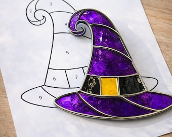 Witches Hat Stained Glass Sun Catcher Printable Pattern/ Digital Download PDF, For Printer Only