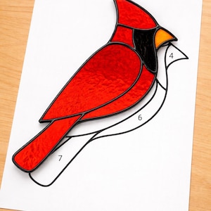 Cardinal Stained Glass Sun Catcher Printable Pattern/ Digital Download PDF, For Printer Only
