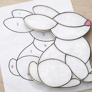 Bunny Rabbit Stained Glass Sun Catcher Printable Pattern, Digital Download PDF.  For Printer Only