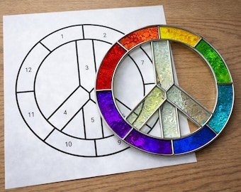 Peace Sign Stained Glass Sun Catcher Printable Pattern/ Digital Download PDF, For Printer Only