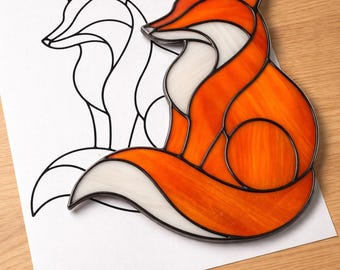 Fox Stained Glass Sun Catcher Printable Pattern/ Digital Download PDF, For Printer Only