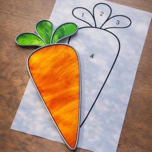 Carrot Stained Glass Sun Catcher Printable Pattern, Digital Download PDF, For Printer Only
