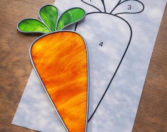 Carrot Stained Glass Sun Catcher Printable Pattern, Digital Download PDF, For Printer Only