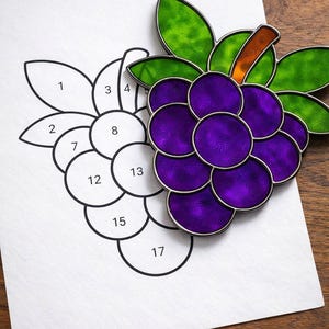 Grapes Stained Glass Sun Catcher Printable Pattern, Digital Download PDF, For Printer Only