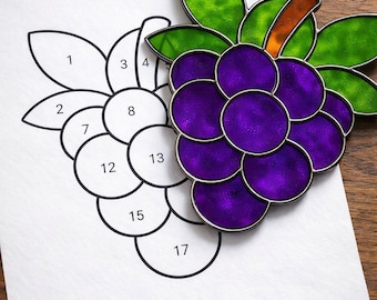 Grapes Stained Glass Sun Catcher Printable Pattern, Digital Download PDF, For Printer Only
