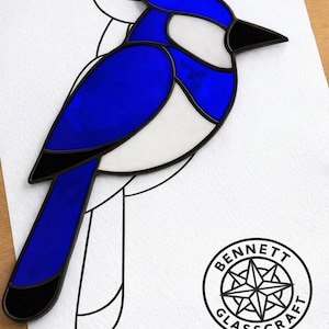 Blue Jay Stained Glass Sun Catcher Printable Pattern/ Digital Download PDF, For Printer Only