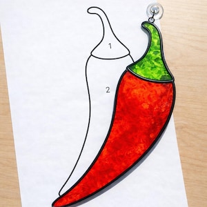 Chili Pepper Stained Glass Sun Catcher Printable Pattern, Digital Download PDF, For Printer Only