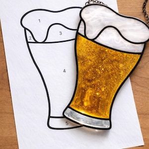 Bier, glas Gebrandschilderd glas Sun Catcher Afdrukbaar patroon/digitale download pdf, alleen voor printer
