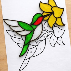 Kolibri Glasmalerei Sun Catcher druckbare Muster / digitaler Download PDF, nur für Drucker