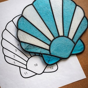 Scallop Sea Shell Stained Glass Sun Catcher Printable Pattern/ Digital Download PDF, For Printer Only
