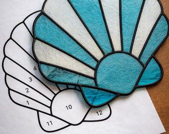 Scallop Sea Shell Stained Glass Sun Catcher Printable Pattern/ Digital Download PDF, For Printer Only