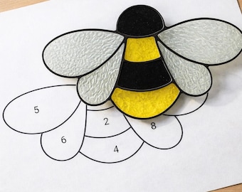 Bee Stained Glass Sun Catcher Printable Pattern/ Digital Download PDF, For Printer Only