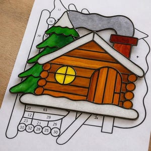 Cabine glas-in-lood zonnevanger afdrukbaar patroon/digitale download pdf, alleen voor printer