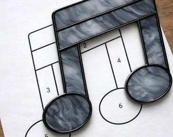 Music Note Stained Glass Sun Catcher Printable Pattern, Digital Download PDF, For Printer Only