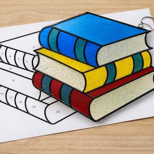 Boeken Gebrandschilderd glas Sun Catcher afdrukbaar patroon/digitale download pdf, alleen voor printer